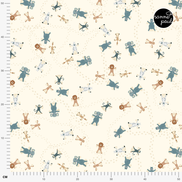 Organic fabric - Safari Luxe Sandengel Tiere