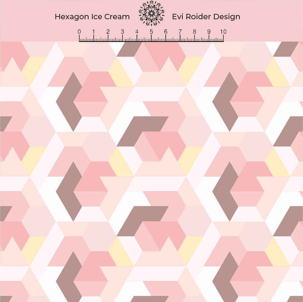 Bio Webware Stoff  -  Hexagon Ice Cream  - EviRoiderDesign, rosa, 100% Bio-Baumwolle
