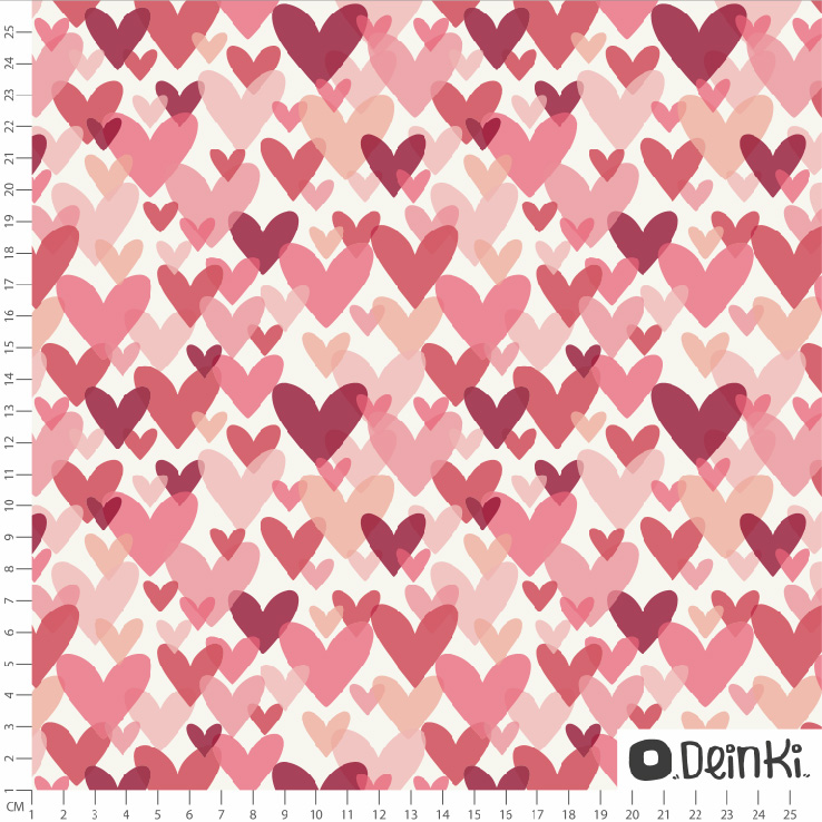 Bio Webware Stoff - Große Fliegende Herzen Klein - Deinki, pink, weiß, rosa, Herzen, 100% Bio-Baumwolle Bio Webware Stoff - Große Fliegende Herzen Klein - Deinki, pink, weiß, rosa, Herzen, 100% Bio-Baumwolle