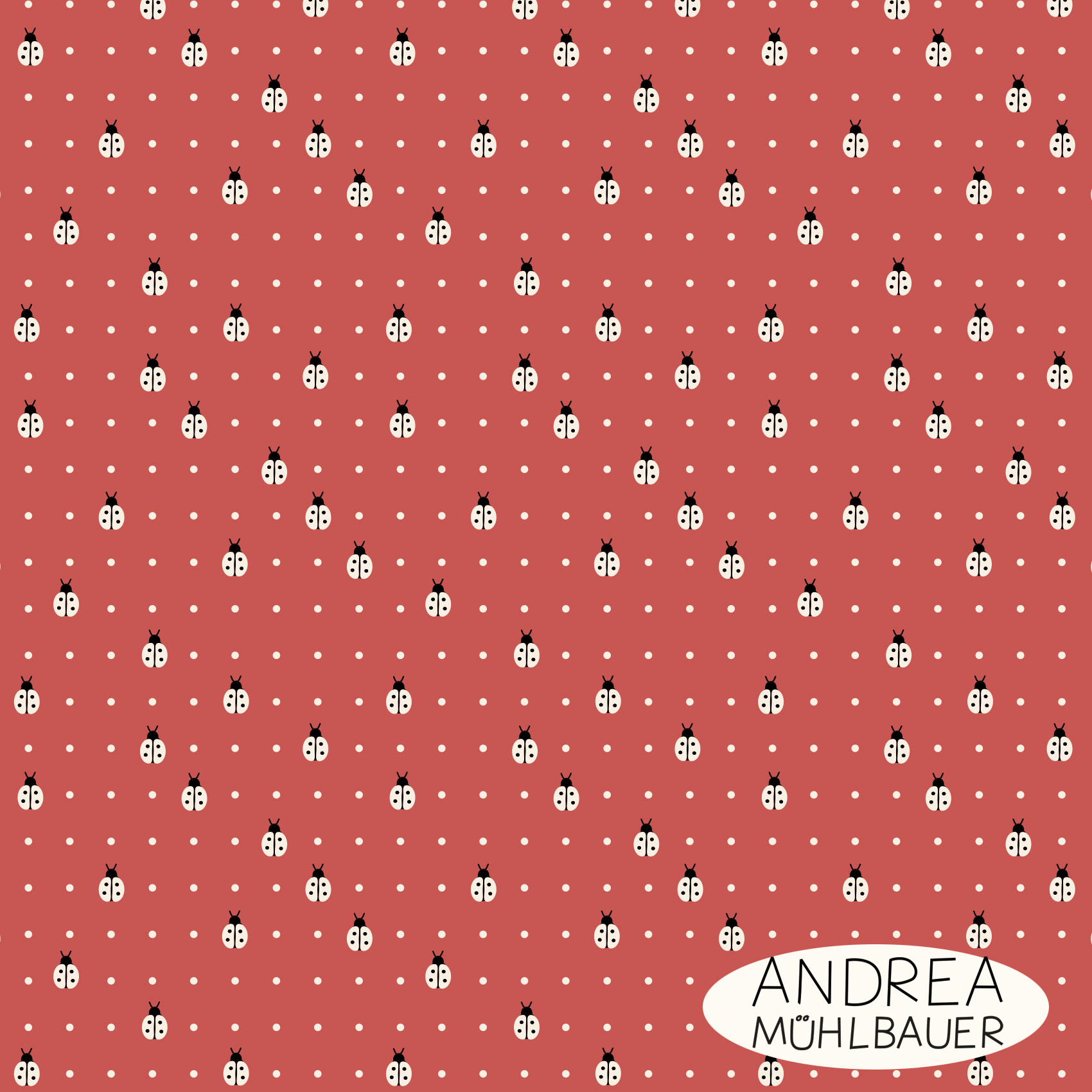 Bio Summersweat Stoff  - Marienkäferpunkte Rot- AndreaMuehlbauer, rot, Tiere, Cut & Sew Breite 150 cm