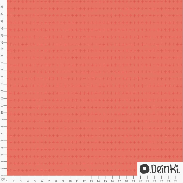 Bio Stoff - Sketchy Kreuze Koralle von Deinki in rot
