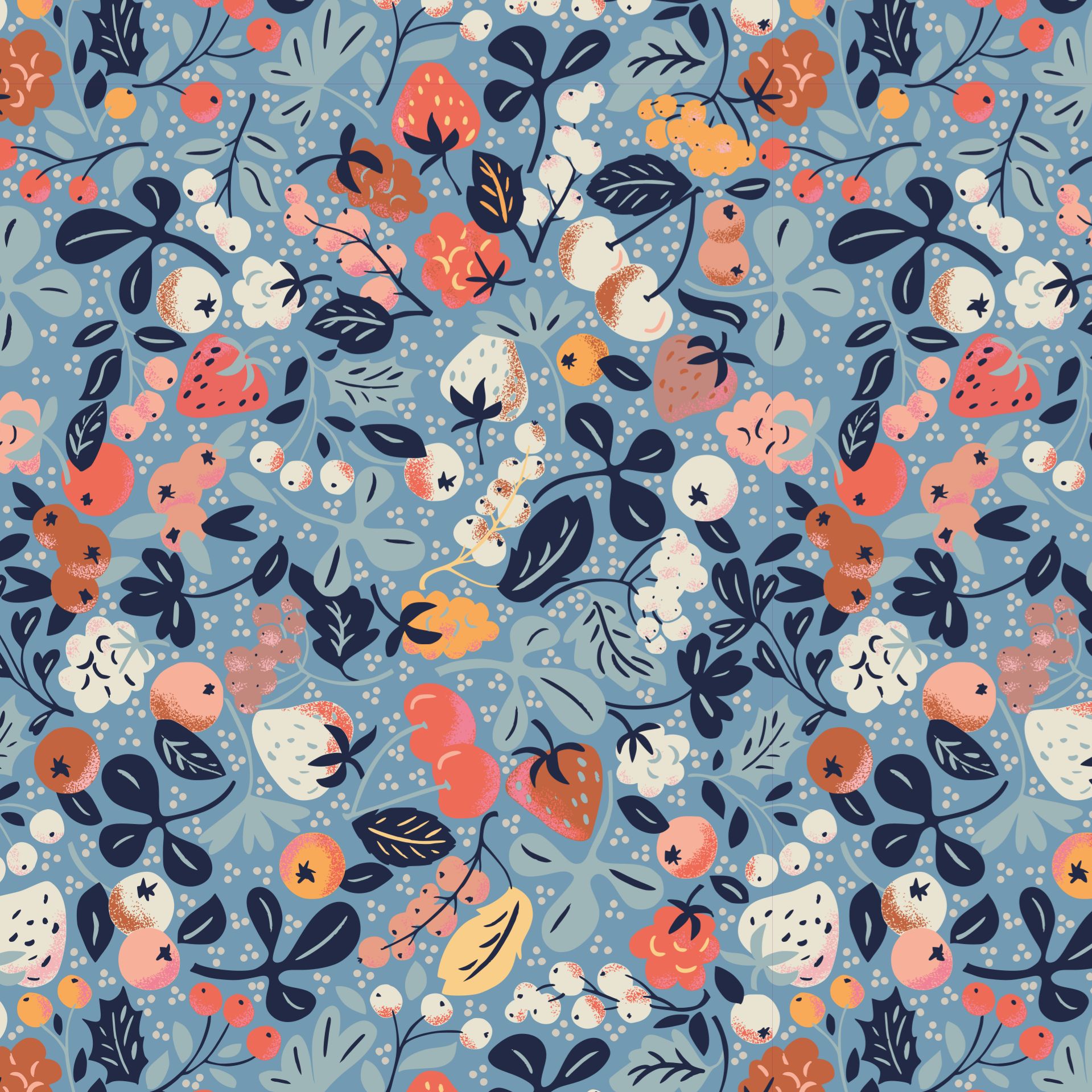 Delicious Ditsy Fruits blue Delicious Ditsy Fruits blue
