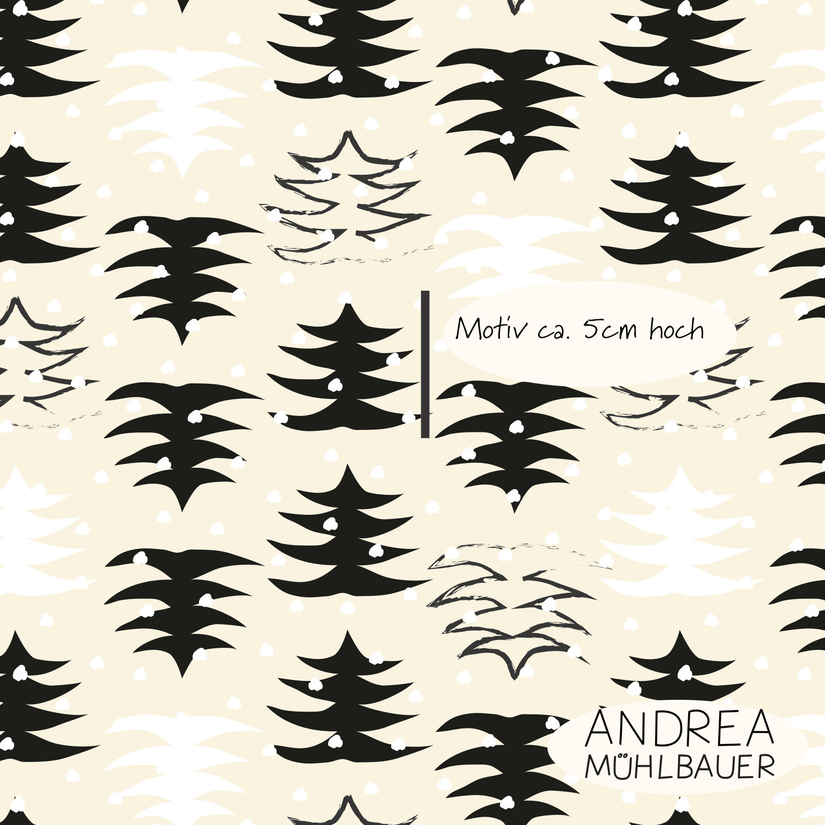 Bio Webware Stoff - Christmas in the Forest Trees Black and Beige Medium - AndreaMuehlbauer, creme, Bäume & Palmen 100% Bio-Baumwolle Bio Webware Stoff - Christmas in the Forest Trees Black and Beige Medium - AndreaMuehlbauer, creme, Bäume & Palmen 100% Bio-Baumwolle
