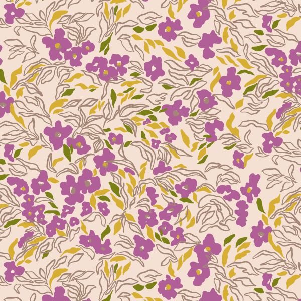 Organic fabric - Meadow Fleur violett