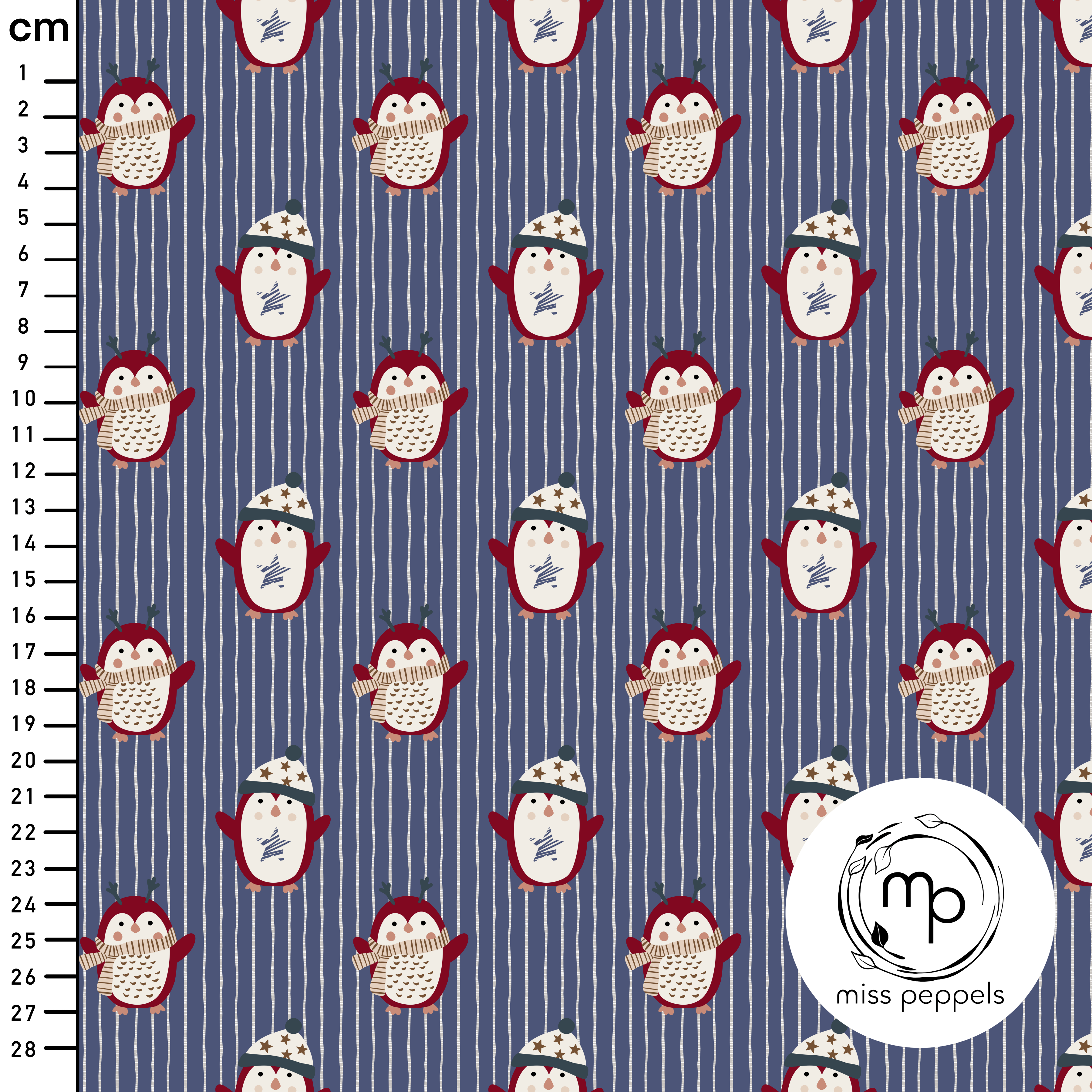 Bio Stoff - Pinguine blau