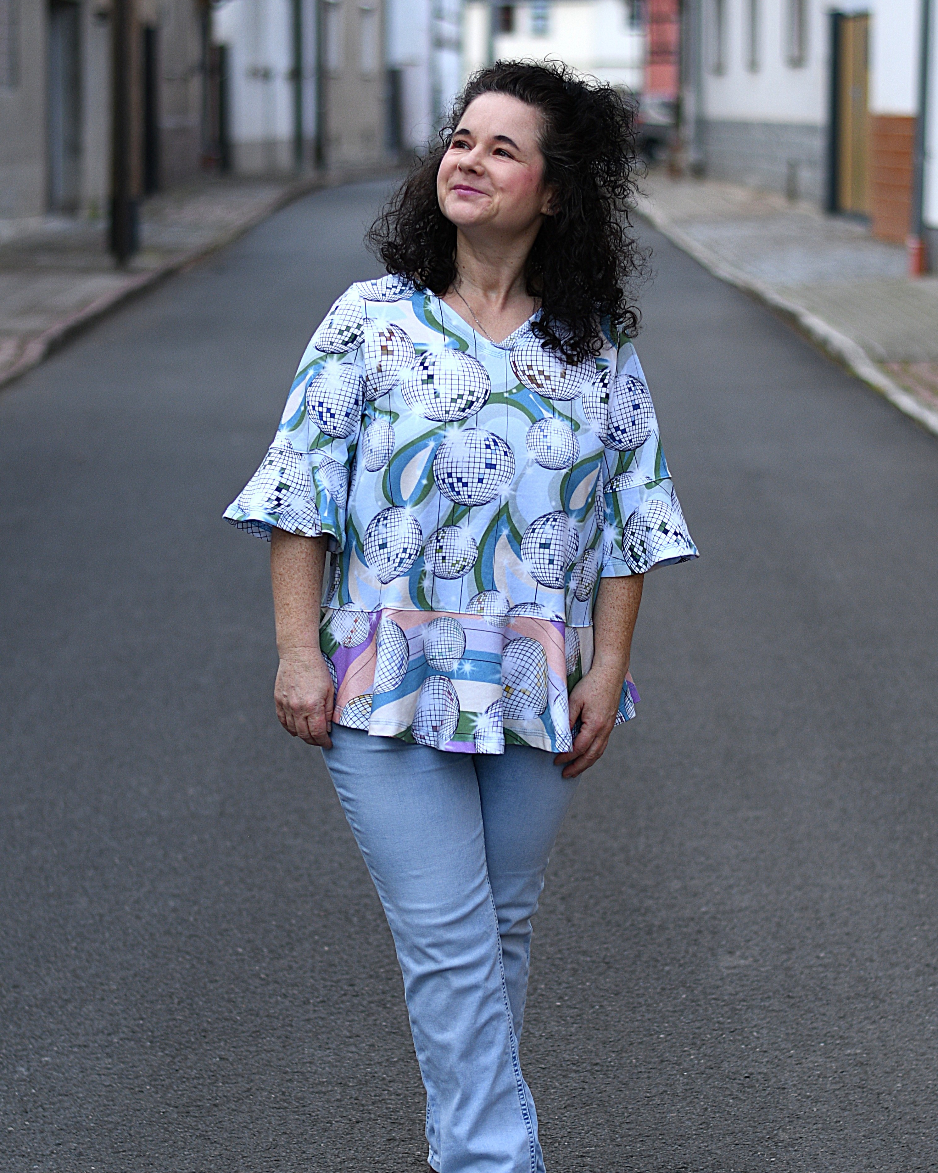 Bio Fabric - Groovy Party Discoballs Pale Plum 