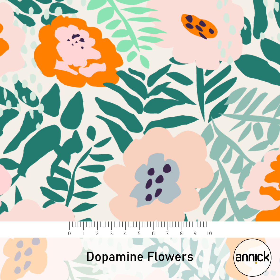 Bio Summersweat Stoff  - Dopamine Flowers - Annick, bunt, Abstrakt, Blumen Breite 150 cm