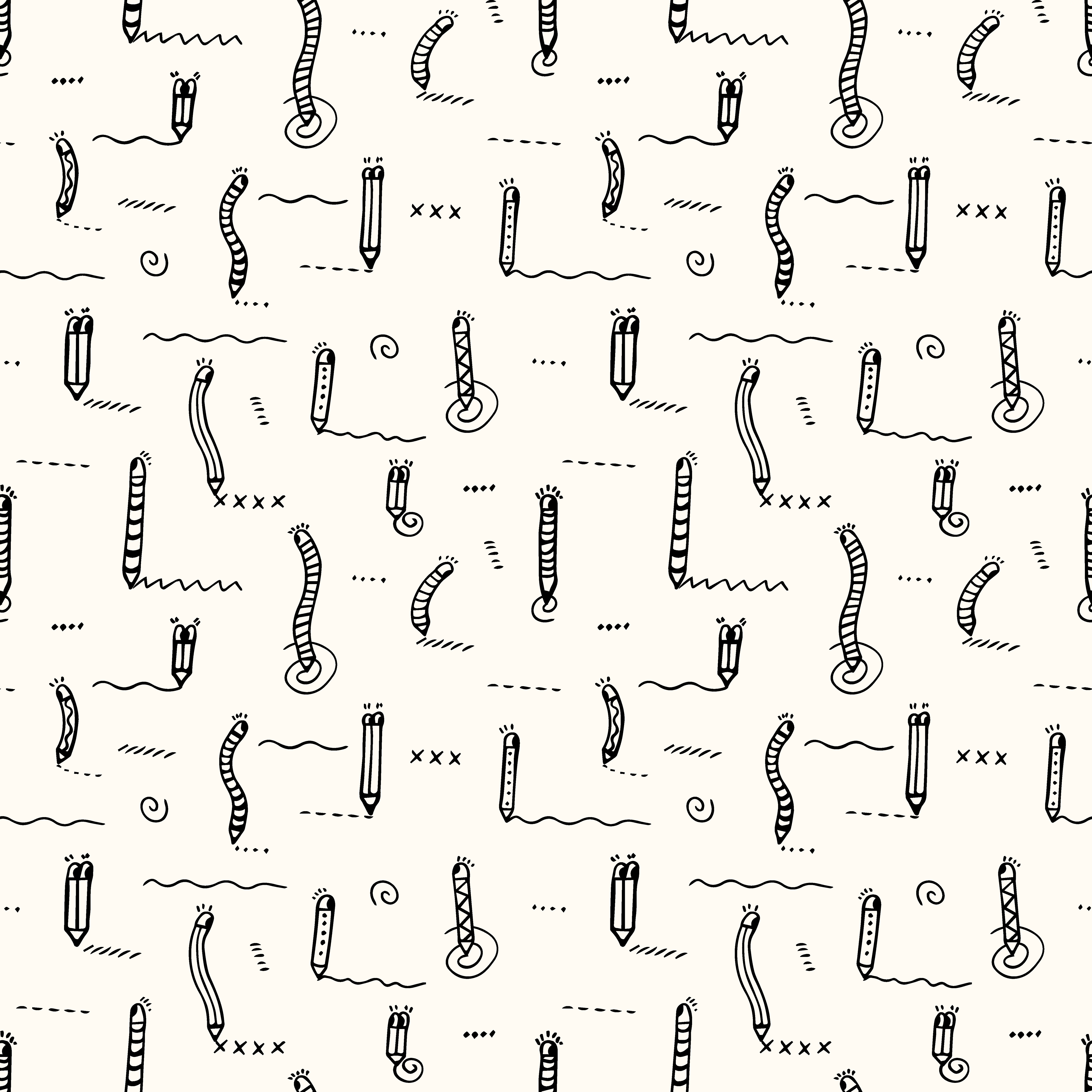 Bio Fabric - Drawing Pens S W Coloring Design by Andrea Muehlbauer in cream