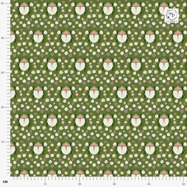Bio Stoff  - Käfer im Blumenfeld grün