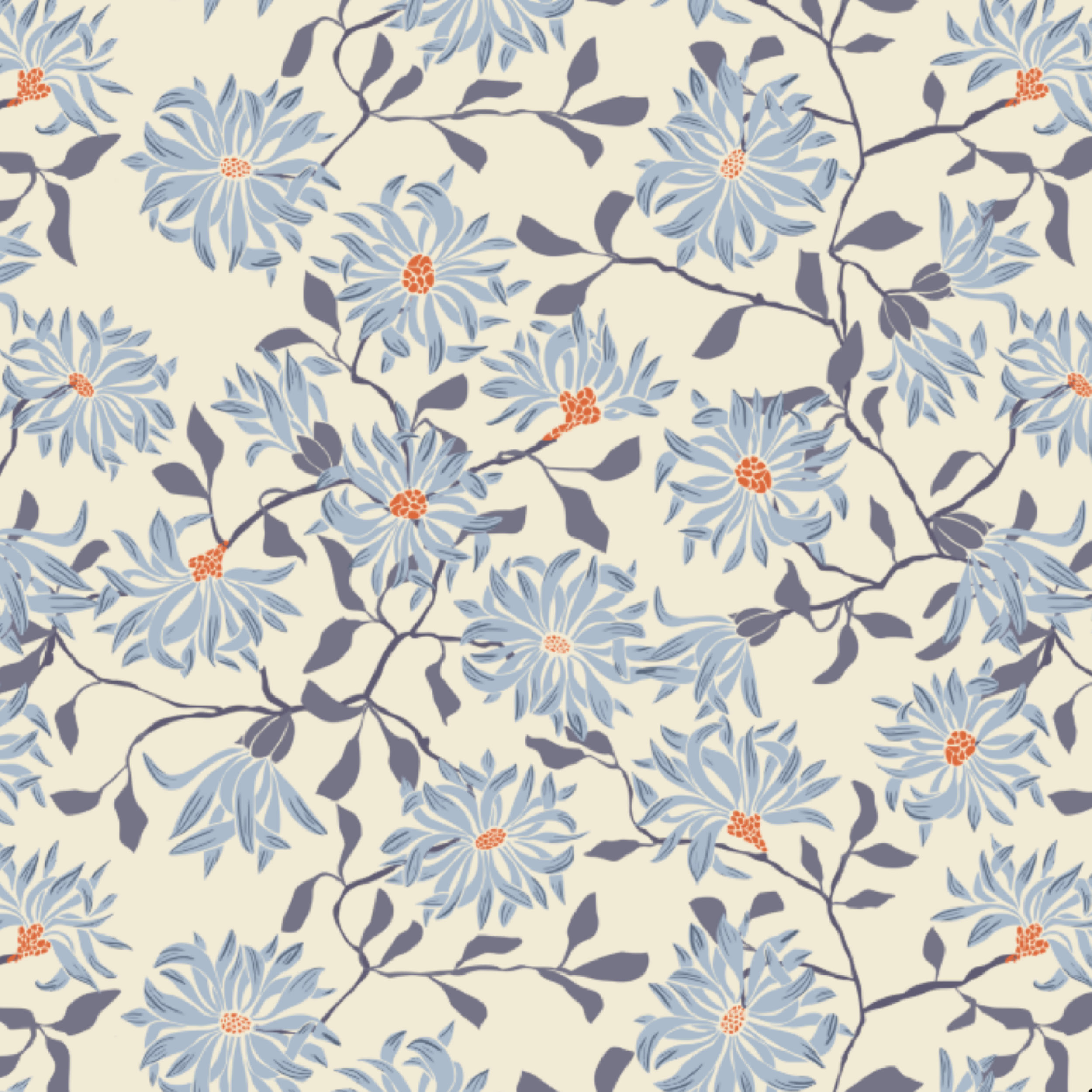 Bio Stoff - Chrysanthemus blau