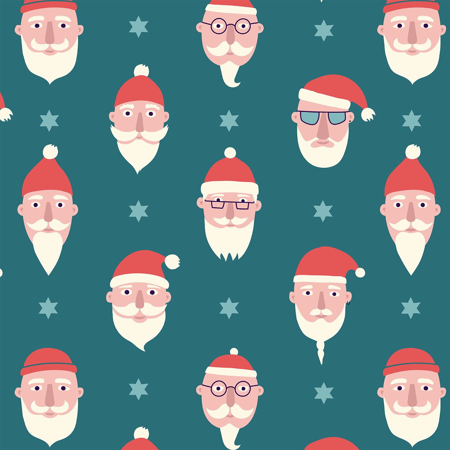 Bio Stoff  - Santa und Bart petrol - Dalight Design