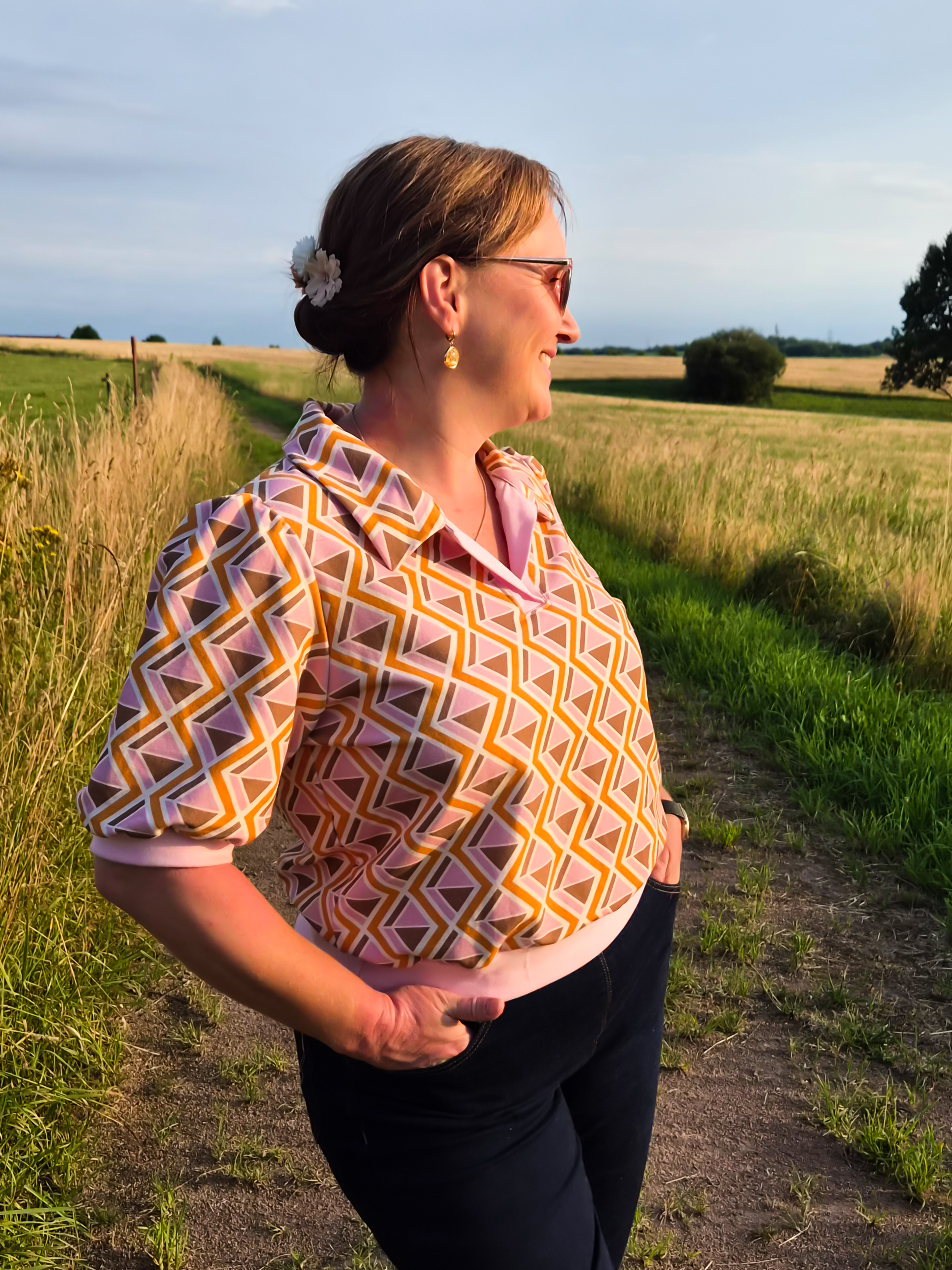 Organic fabric - Geo rosa