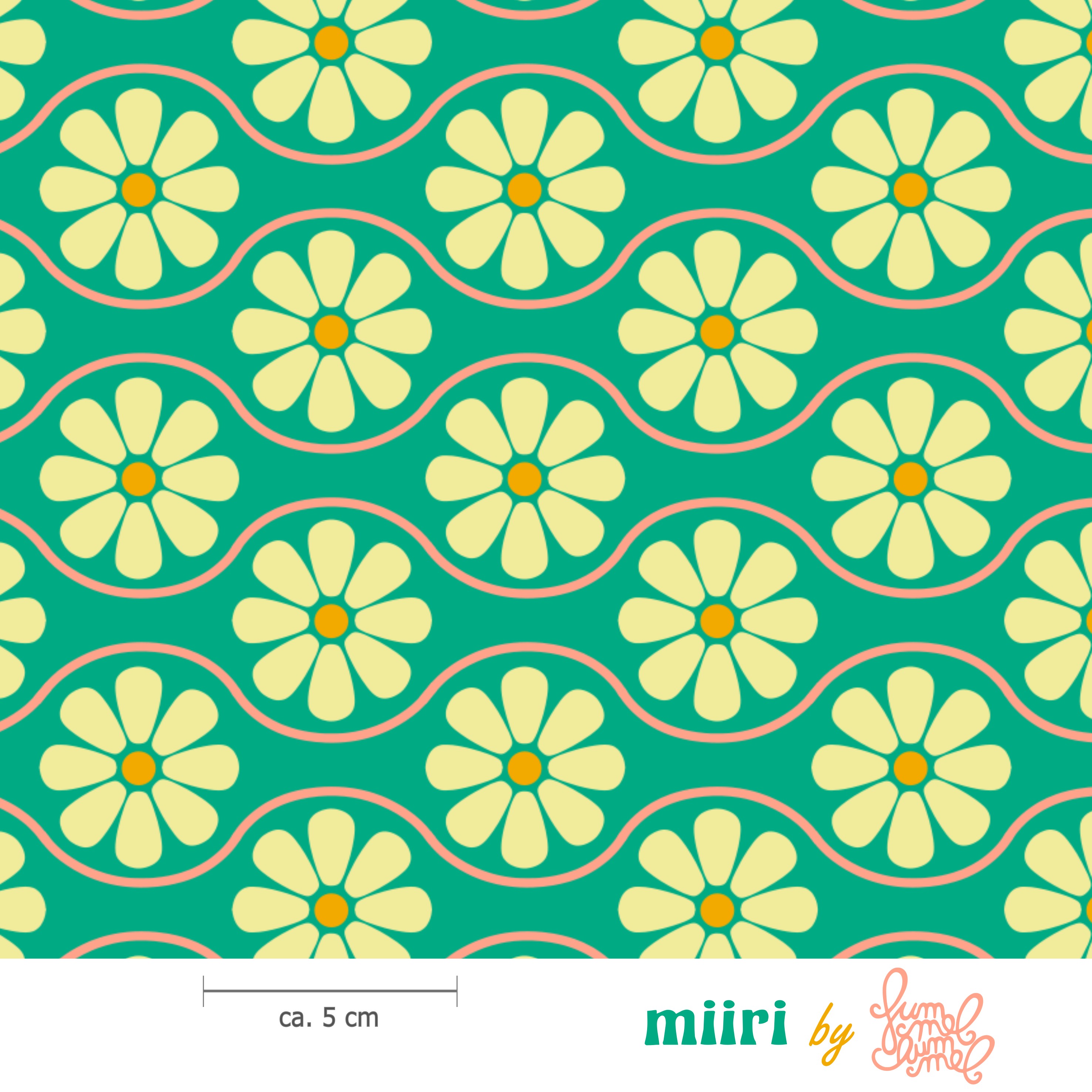 Bio Stoff  - Miiri Mint - Fummelhummel, grün, Floral & Blumen