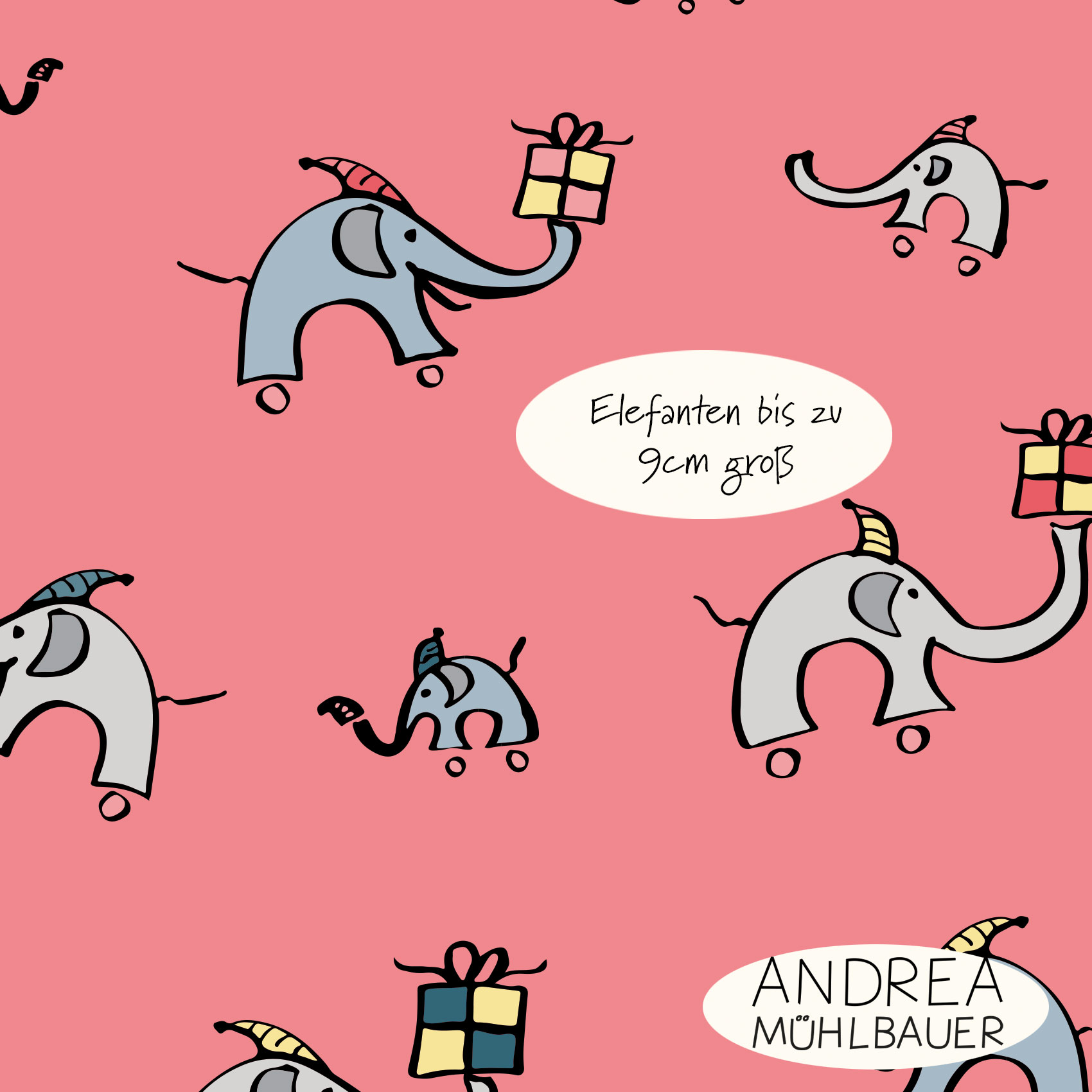 Bio Webware Stoff - Christmas Elephants and Stars on Pink - AndreaMuehlbauer, Tiere, Weihnachten, pink, 100% Bio-Baumwolle Bio Webware Stoff - Christmas Elephants and Stars on Pink - AndreaMuehlbauer, Tiere, Weihnachten, pink, 100% Bio-Baumwolle