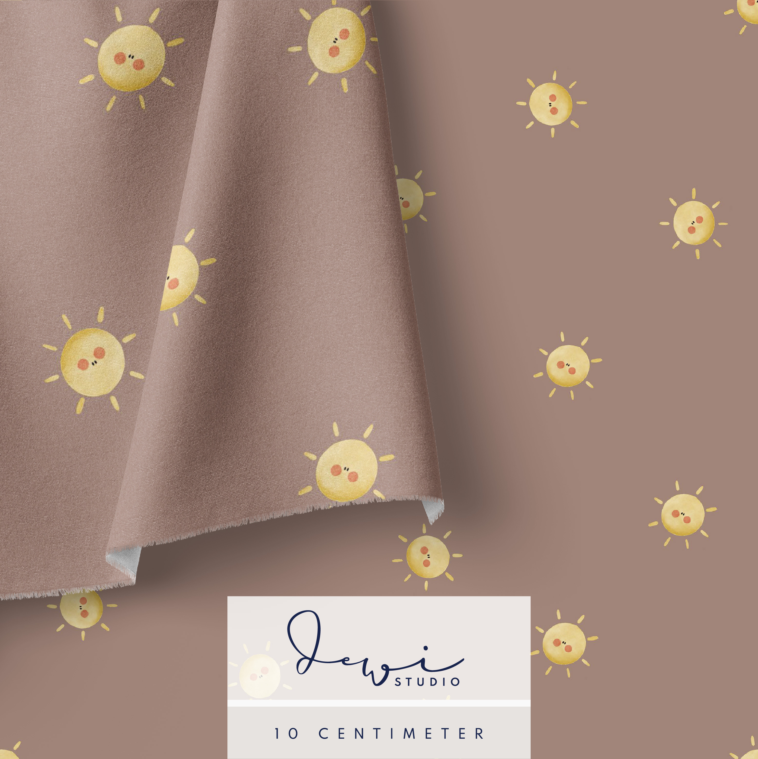 Bio Webware Stoff - Summervibes Sun Chocolate - DewiStudio, Sommer, braun, Sonne, Mond und Sterne, 100% Bio-Baumwolle Bio Webware Stoff - Summervibes Sun Chocolate - DewiStudio, Sommer, braun, Sonne, Mond und Sterne, 100% Bio-Baumwolle
