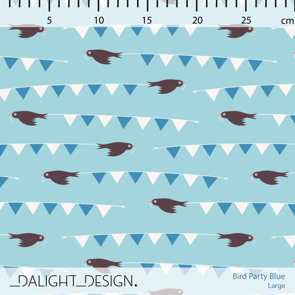 Bio Canvas Stoff - Bird Party Blue Large - DalightDesign, blau, Vögel, 100% Bio-Baumwolle Bio Canvas Stoff - Bird Party Blue Large - DalightDesign, blau, Vögel, 100% Bio-Baumwolle
