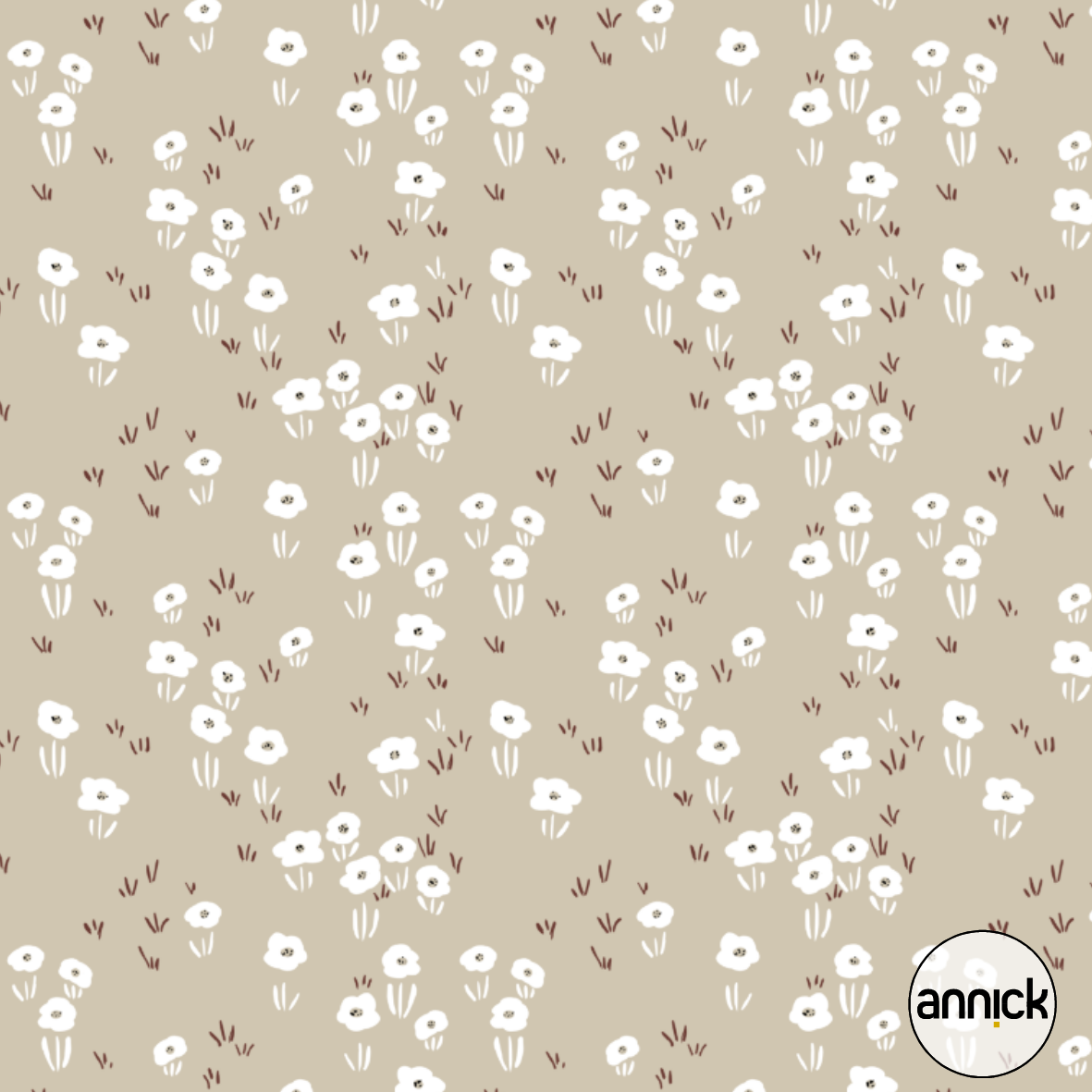 Bio Stoff - Goose Flowers Coffee Latte von Annick in beige Bio Stoff - Goose Flowers Coffee Latte von Annick in beige