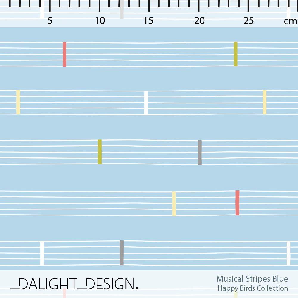 Bio Stoff - Musical Stripes Blue von Dalight Design in blau