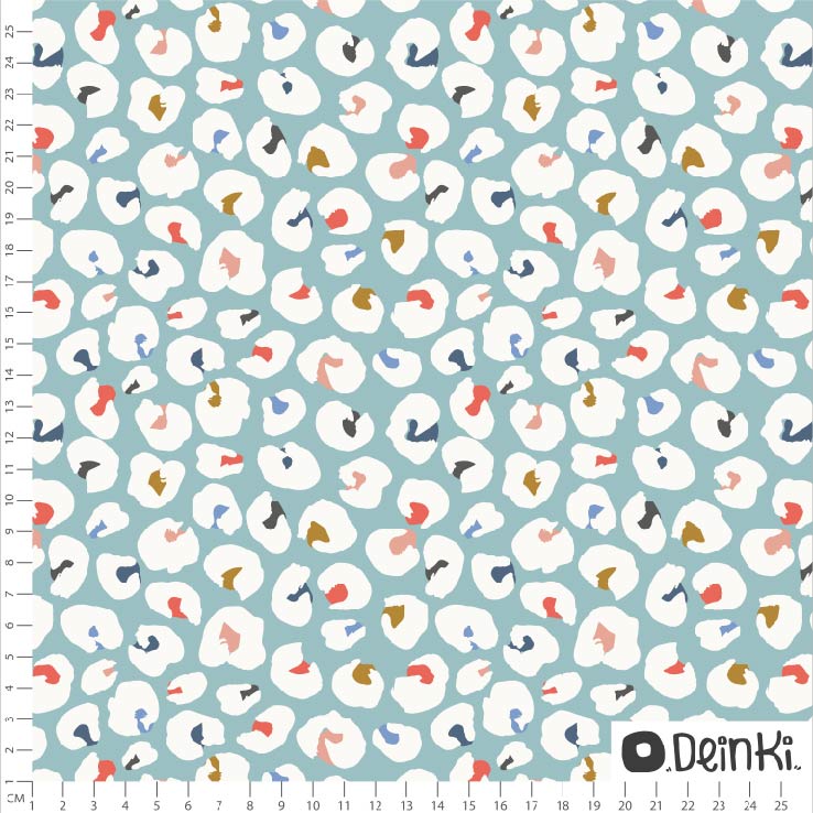 Bio Stoff  -  Leoflecken bunt  - Deinki, Tierfellmuster, bunt