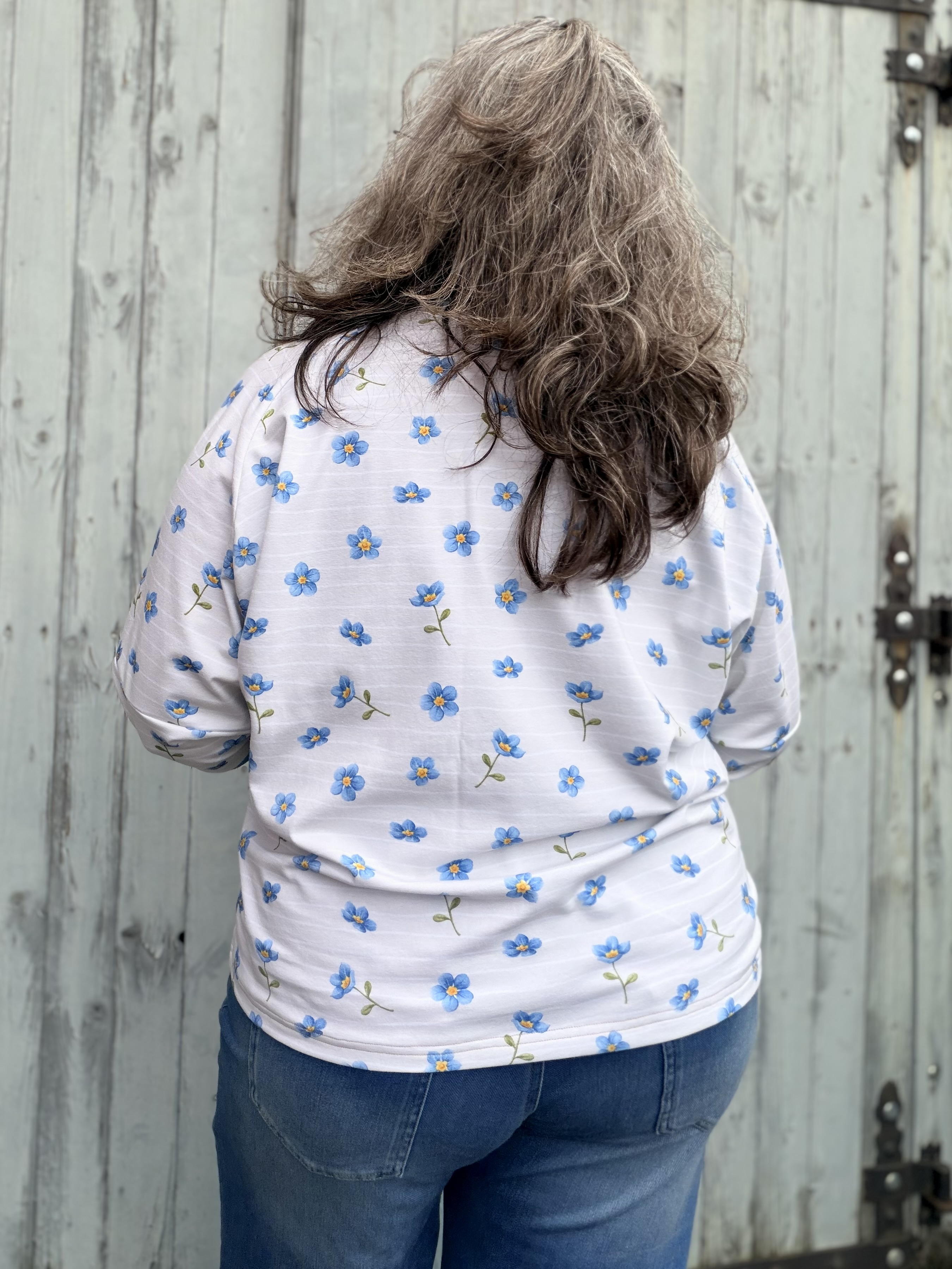 Organic Fabric - Vergissmeinnicht Streifen cream