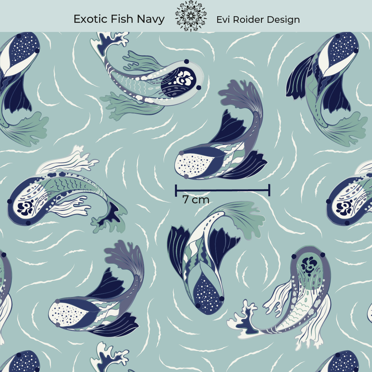 Bio Stoff  - Exotic Fish Navy - EviRoider, blau, Maritim, Tiere
