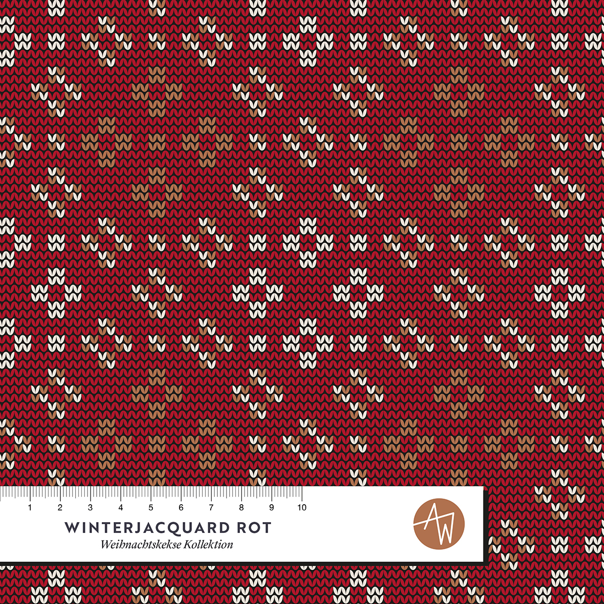 Bio Stoff  - Winterjacquard Rot - AlexandraWeise, Winter, rot