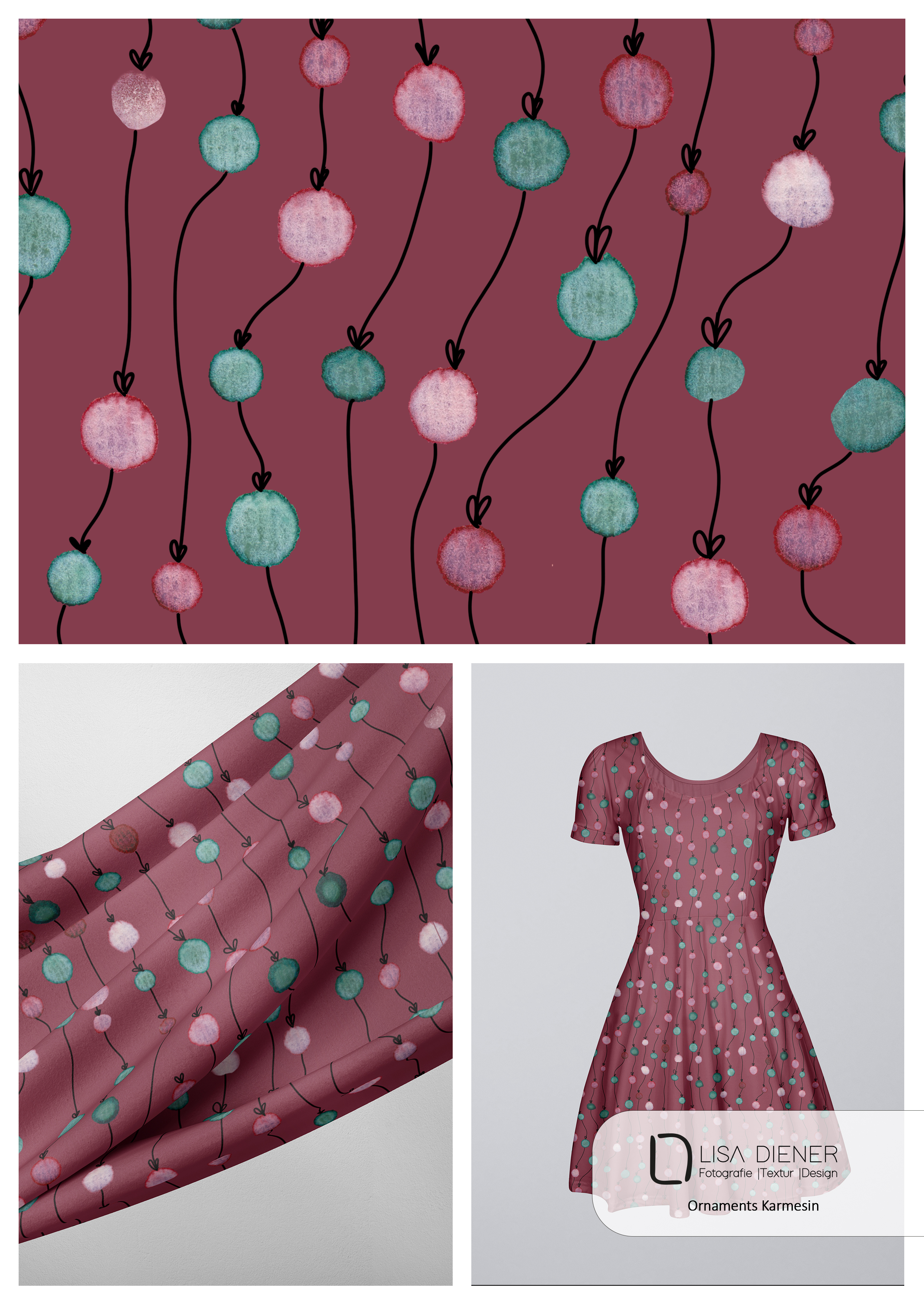 Bio Webware Stoff - Ornaments Karmesin - LisaDiener, rot, 100% Bio-Baumwolle Bio Webware Stoff - Ornaments Karmesin - LisaDiener, rot, 100% Bio-Baumwolle