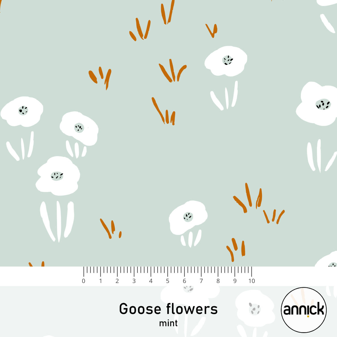 Bio Stoff - Goose Flowers Mint von Annick in mint