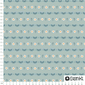 Organic Fabric - Flowers and Moths Mint by Deinki in mint