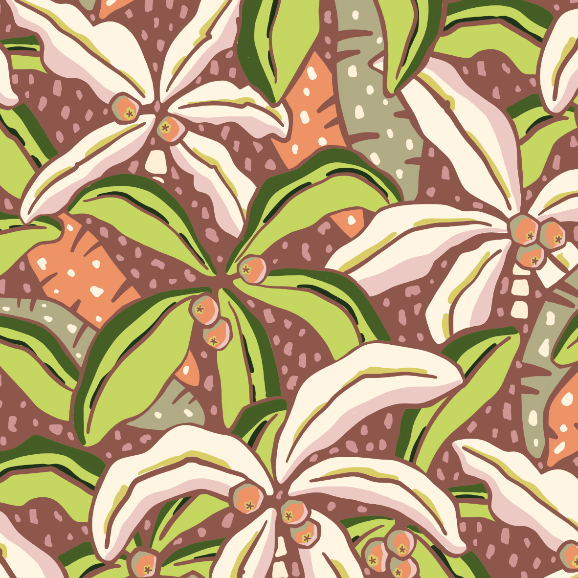 Bio Stoff  - Neo Tropica Palmen braun