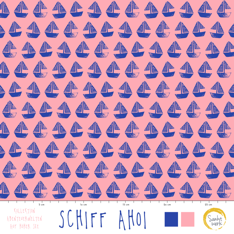 Bio Stoff - Schiff Ahoi von Sanktwerk in rosa