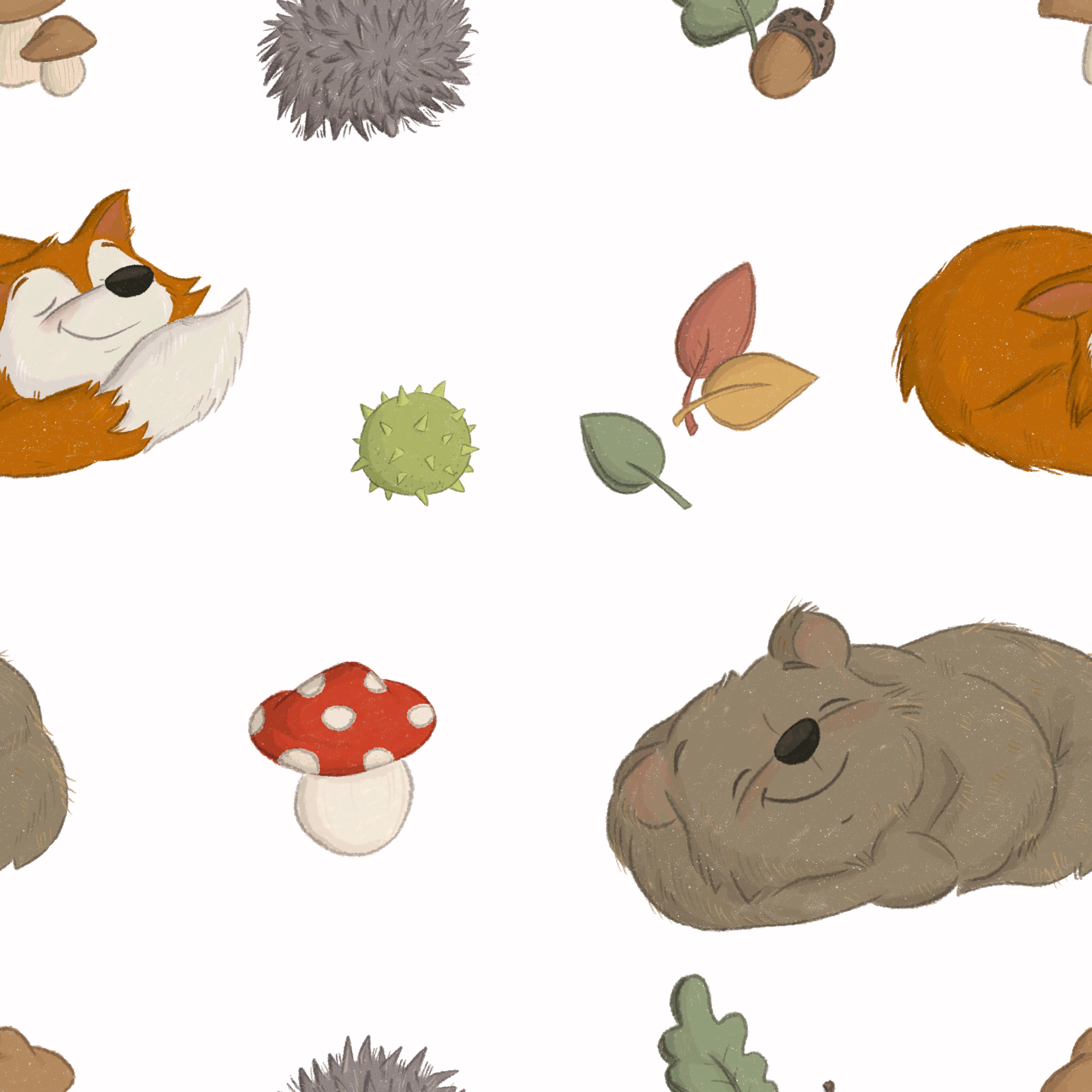 Bio Stoff - Waldtraeume Weiss Gross von Benito Und Maus Illustrations in weiß