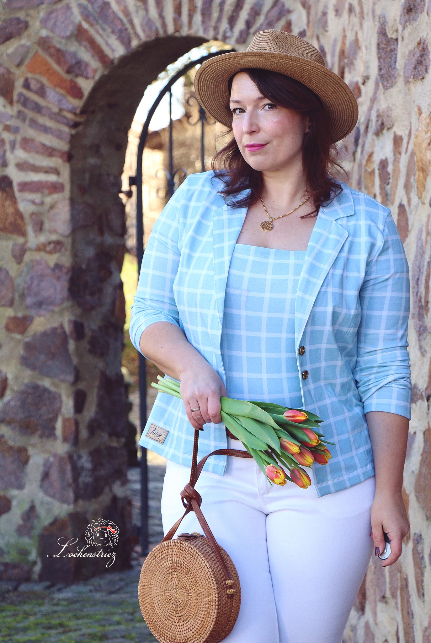 Bio Webware Stoff  - Osterkaro Pastell Weiss Grün - Deinki, weiss, Ostern, Karo 100% Bio-Baumwolle