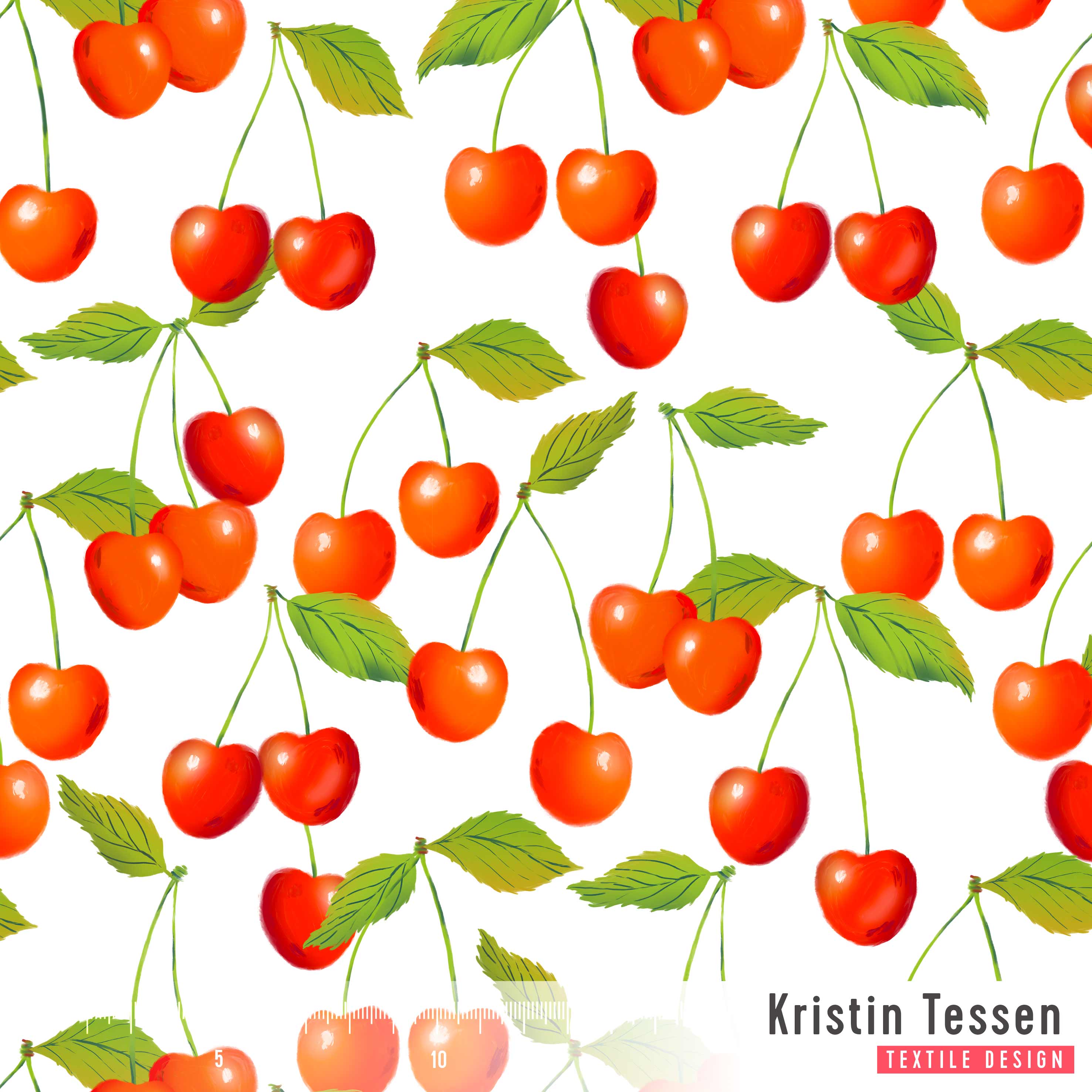 Bio Stoff - Cherries White by Kristin Tessen in red
