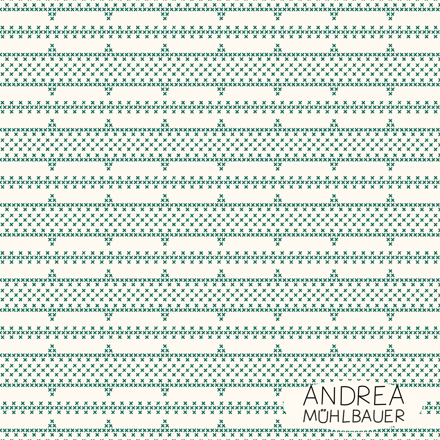 Bio Stoff - Kreuzstich Borte ecru, grün