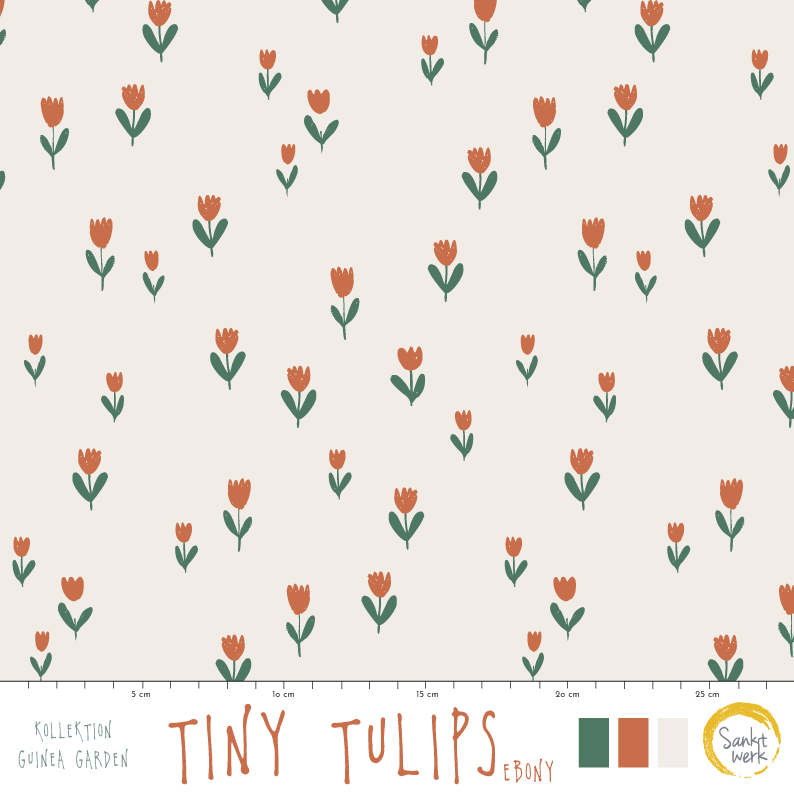 Organic Fabric  - Tiny Tulip ebony