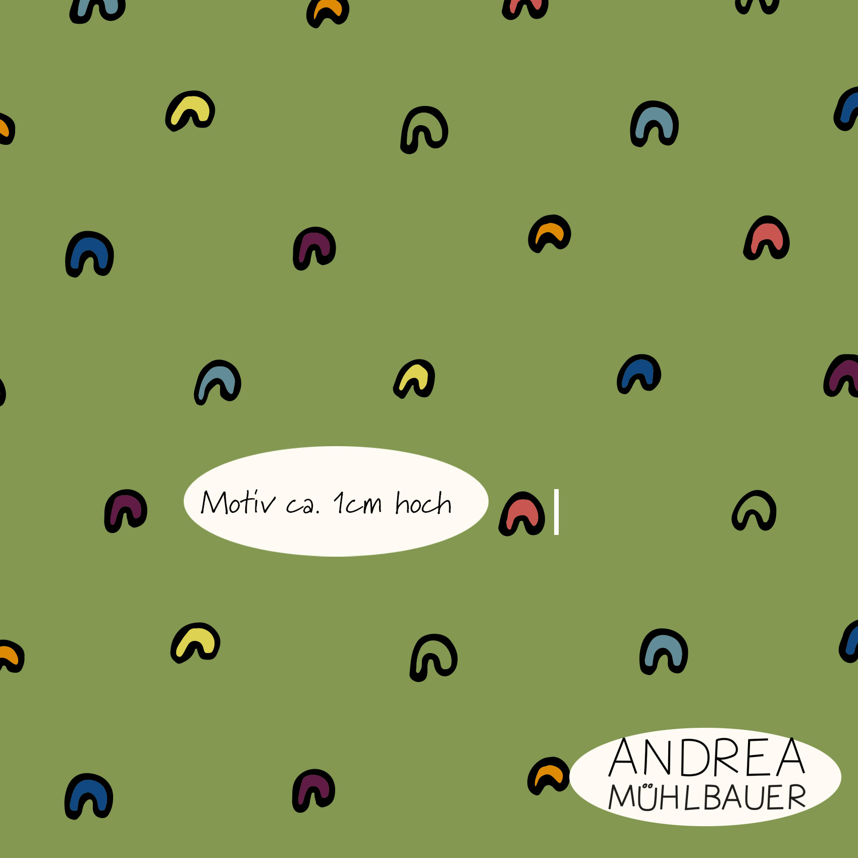 Bio Webware Stoff  -  Little Rainbow Green  - AndreaMuehlbauer, Fantasy, Regenbogen, grün, 100% Bio-Baumwolle