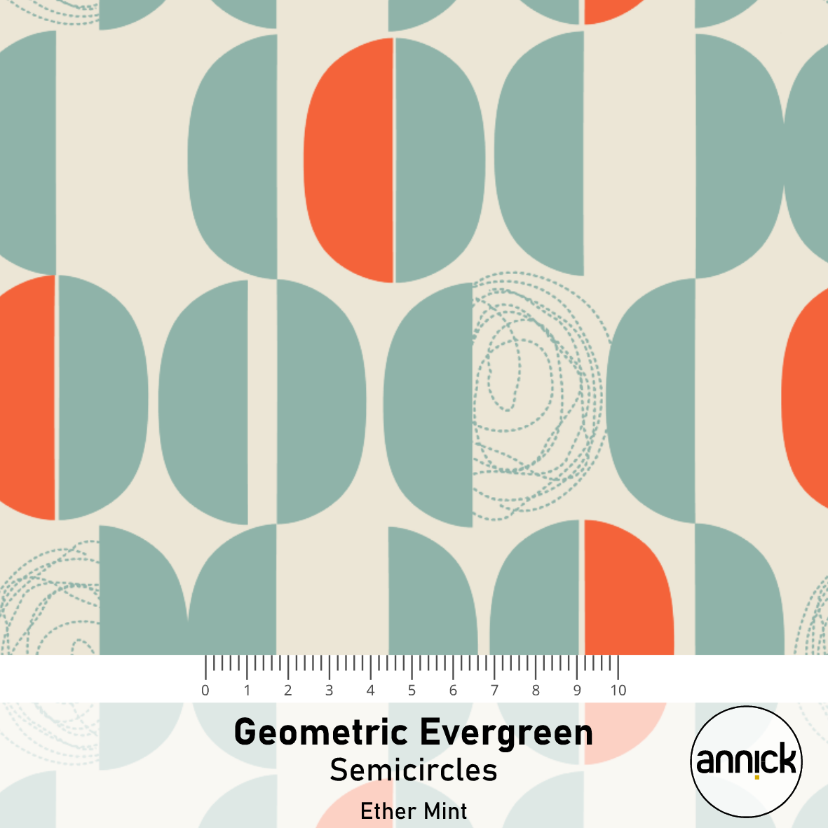 Bio Stoff - Geometric Evergreen Semicircles mint