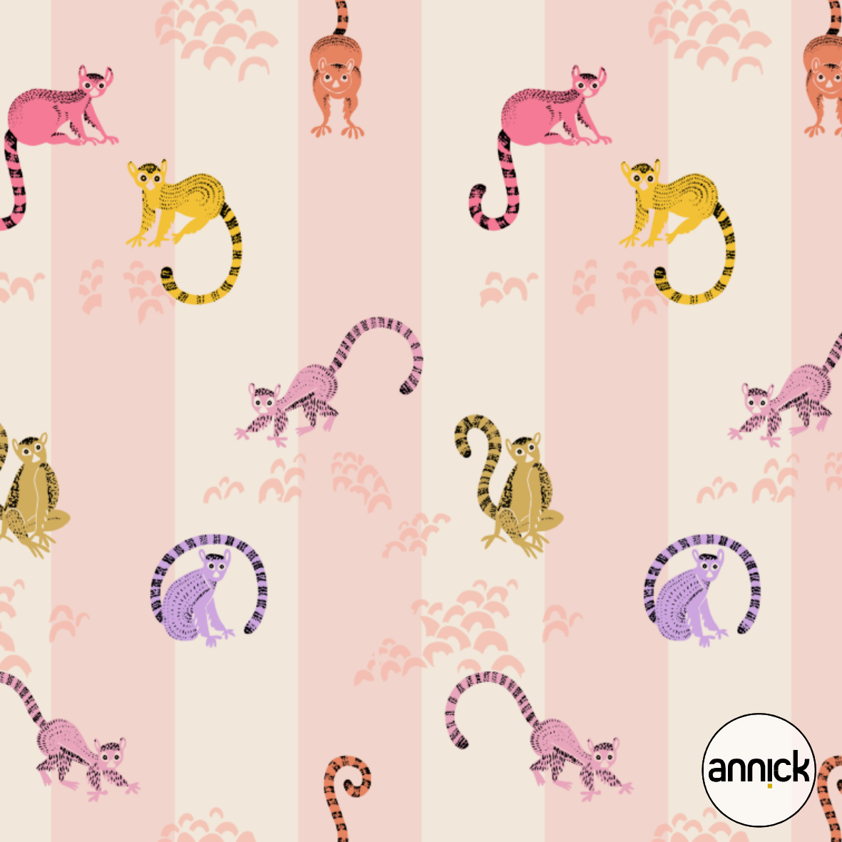 Bio Summersweat Stoff - Jungle Adventure Lemurs Sunny Pink - Annick, rosa, Tiere Breite 150 cm Bio Summersweat Stoff - Jungle Adventure Lemurs Sunny Pink - Annick, rosa, Tiere Breite 150 cm
