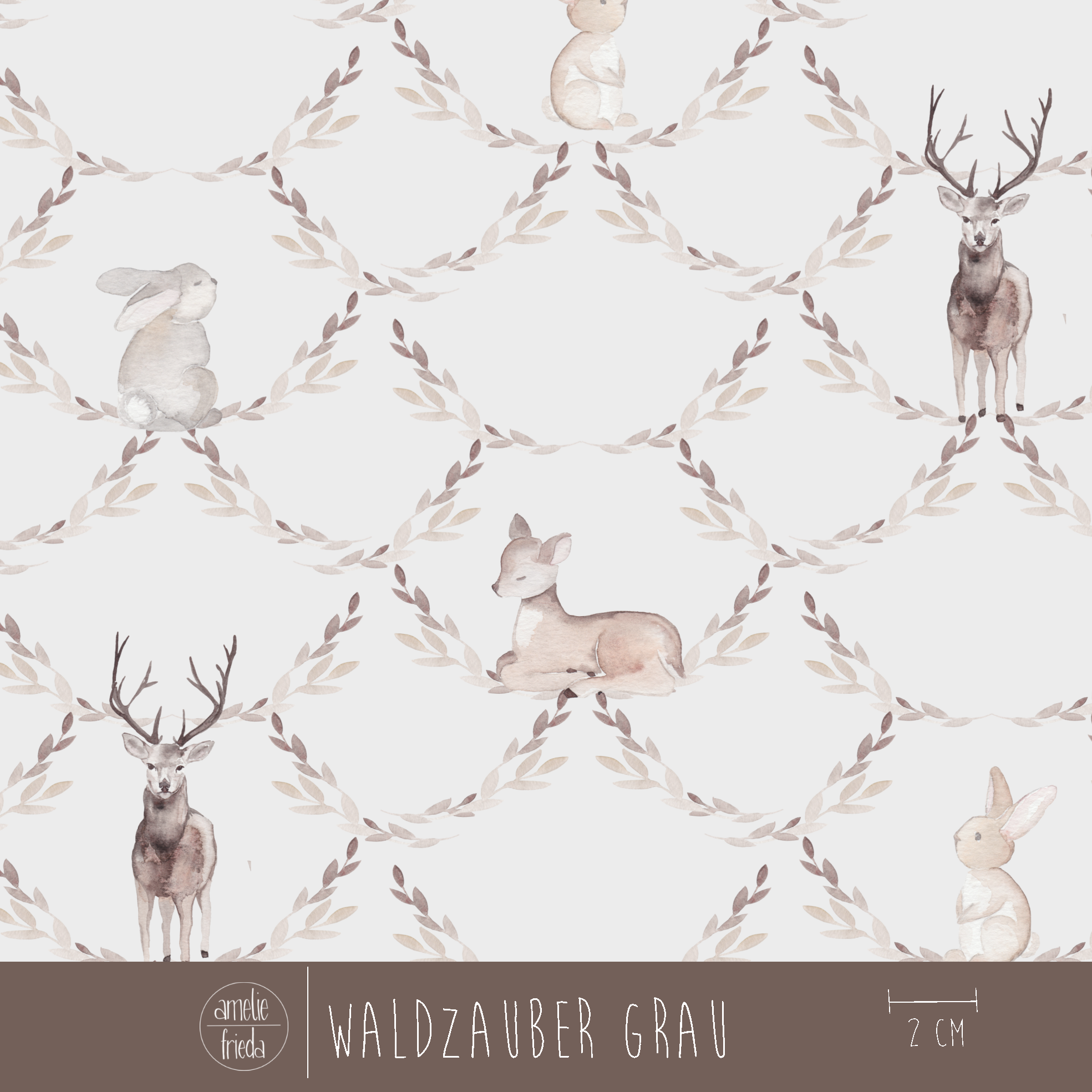 Bio Stoff - Waldzauber Grau von Amelie Frieda in grau