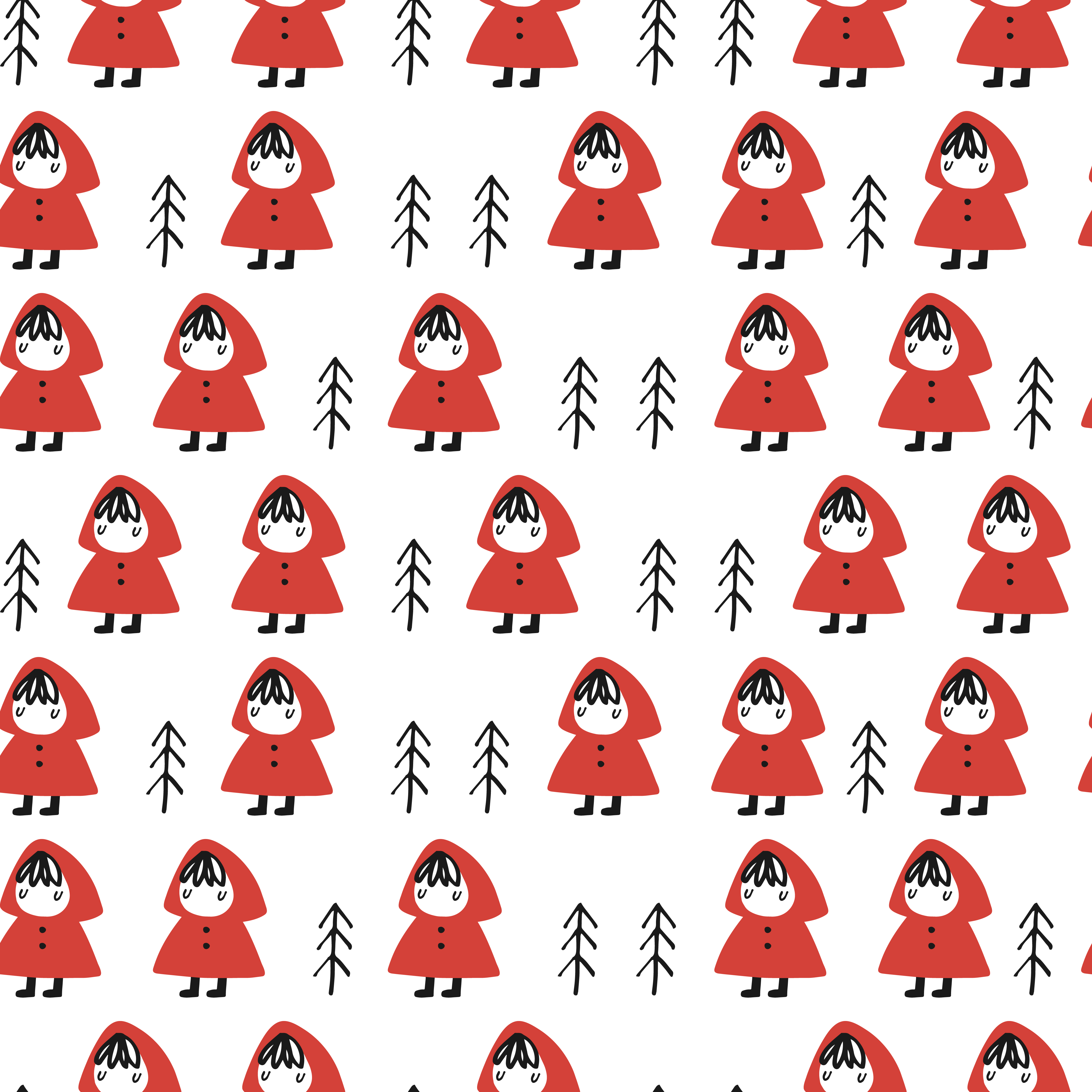 Scuba Stoff  -  Little Red Riding Hood  - LilleSelection, weiß, rot, Fantasy, Breite 150 cm