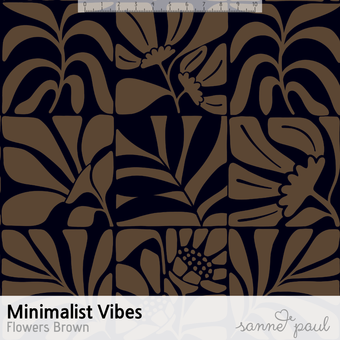 Bio Stoff - Minimalist Vibes Flowers Brown von Sanne Paul in braun