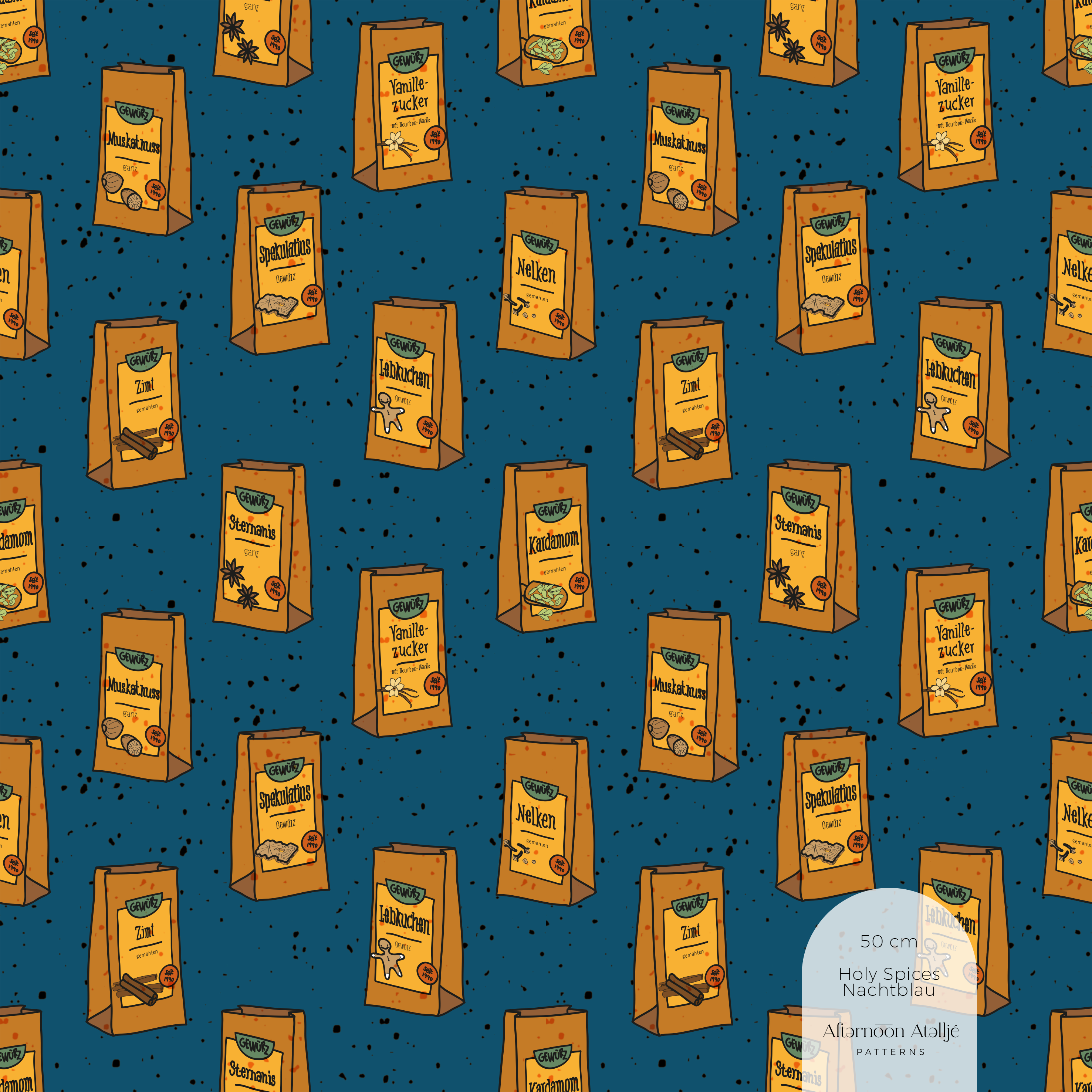 Organic Fabric - Holy Spices night blue 