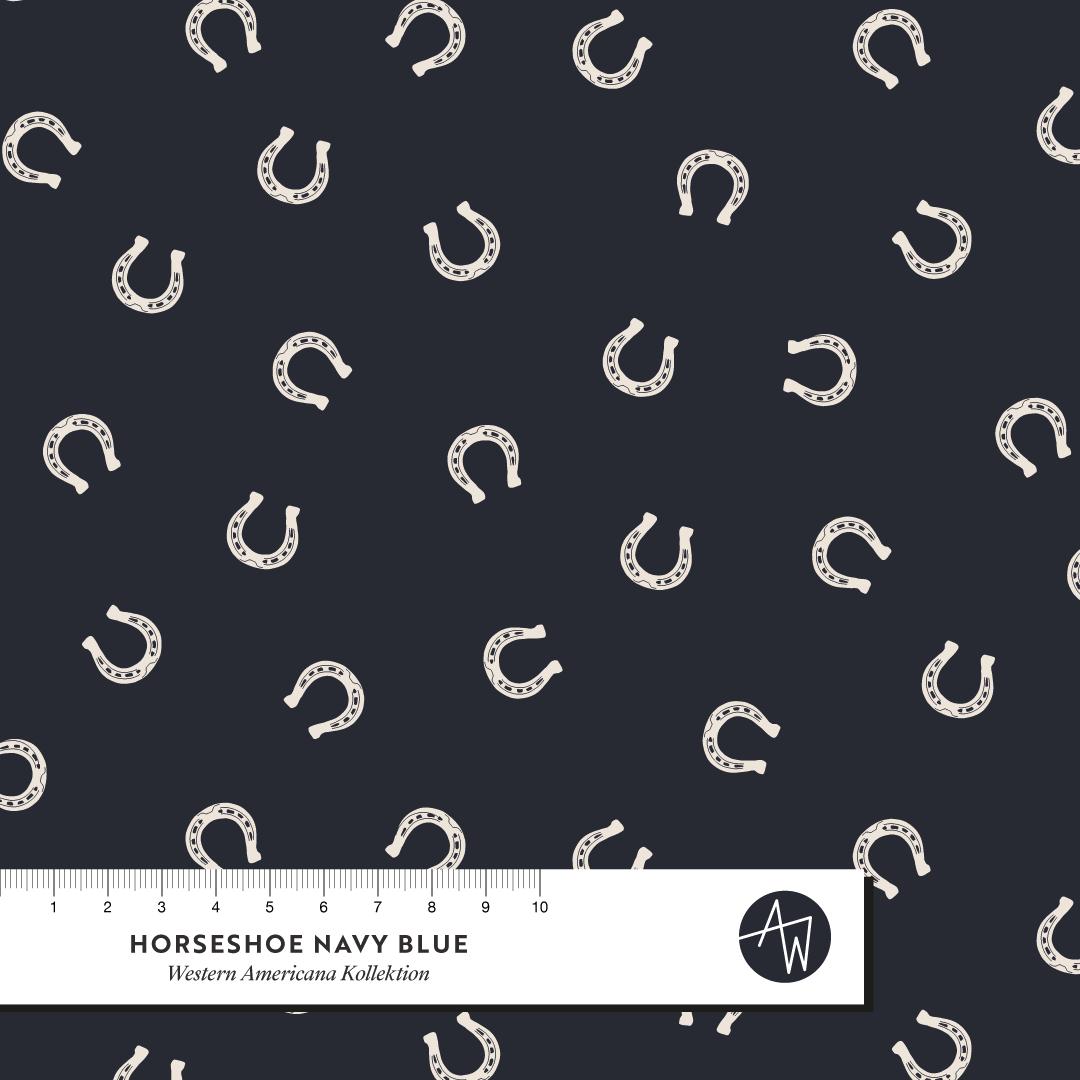 Bio Stoff - Horseshoe Navy Blue von Alexandra Weise in blau