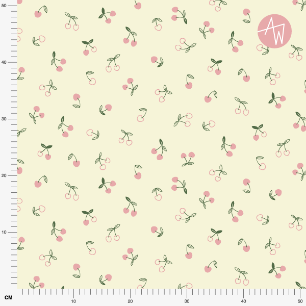Organic fabric - Cherry Bloom Sommerkirschen yellow