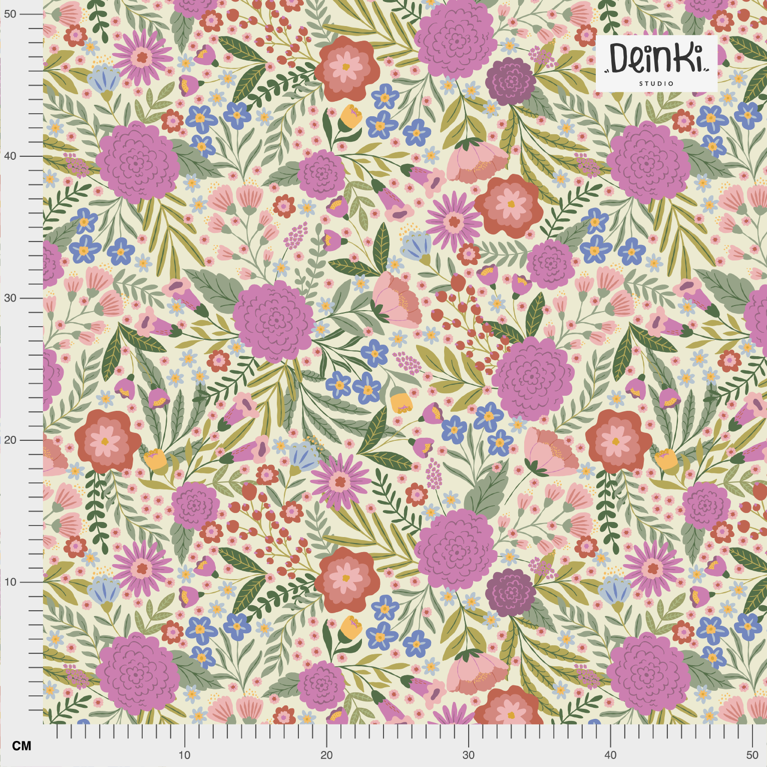 Bio Stoff  - Sommerblumenwiese creme, bunt