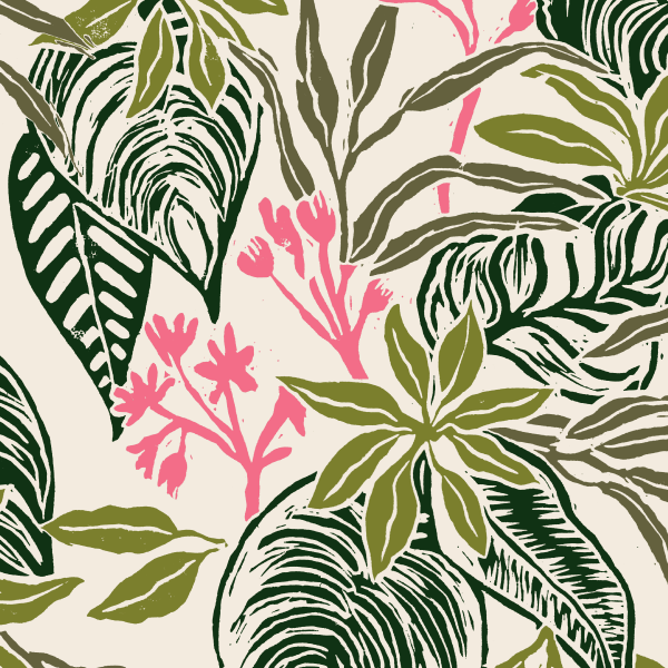 Bio Stoff - Botanical Linocut Study bunt