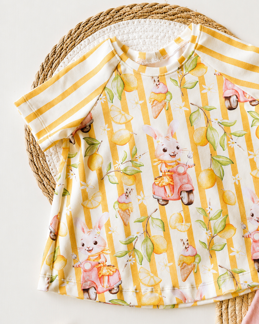 Organic fabric  -  Sommertage in Italien Roller Hase Streifen