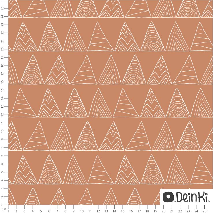 Bio Webware Stoff - Dreiecke Braun - Deinki, Geometrische Muster, Braun, 100% Bio-Baumwolle Bio Webware Stoff - Dreiecke Braun - Deinki, Geometrische Muster, Braun, 100% Bio-Baumwolle
