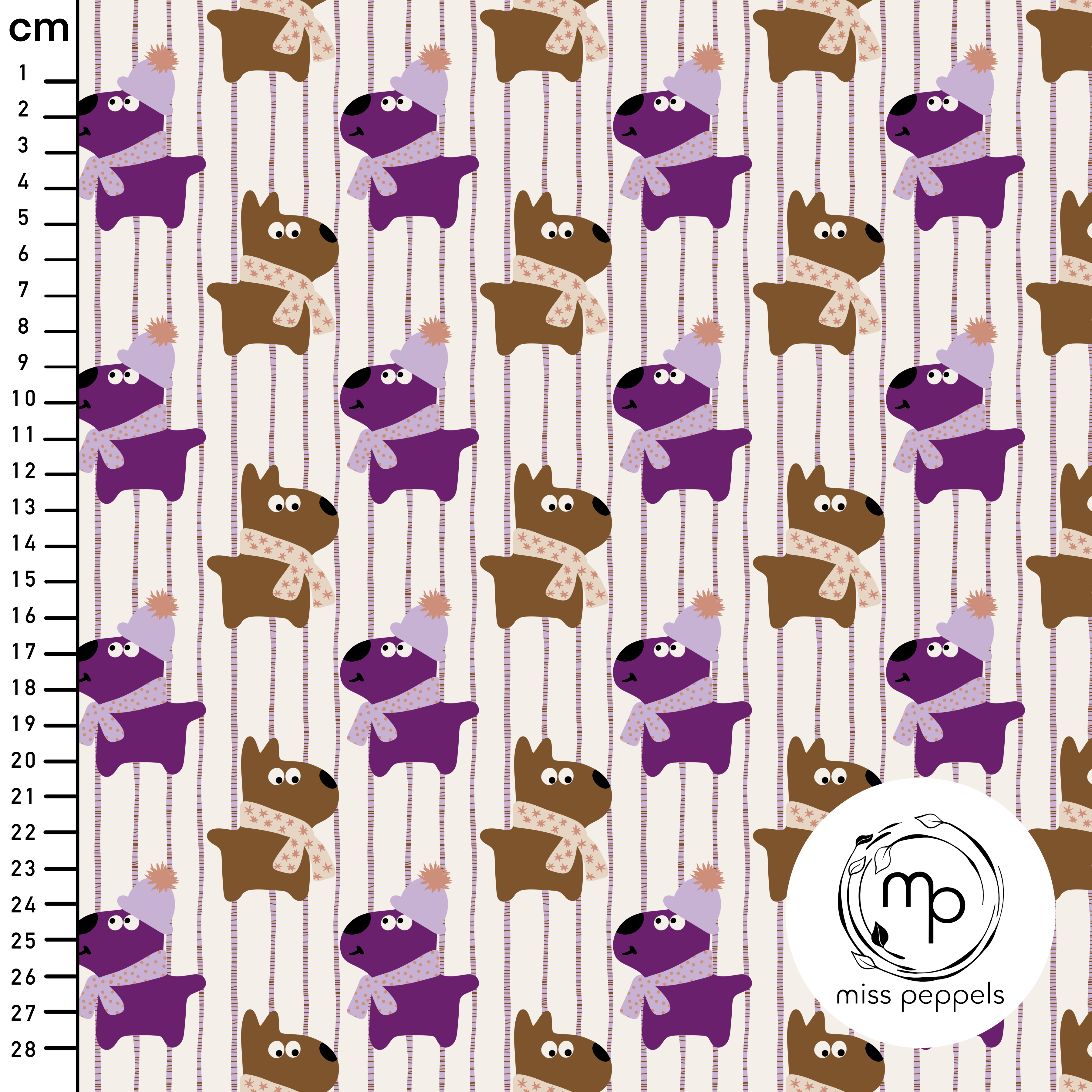 Bio Stoff - Hunde lila